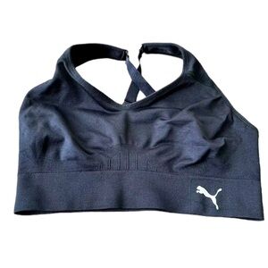 PUMA Women’s Seamless Convertible Sports Bra, Black, Size Medium